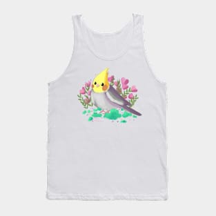 Cute Cockatiel with flowers Tank Top